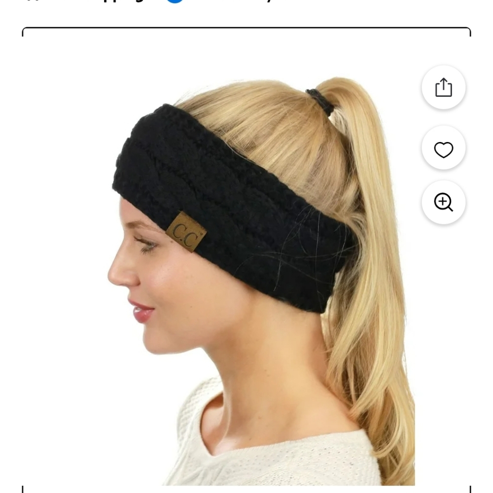 C.C. Cable Knit Fuzzy Lined Ear Warmer Headband